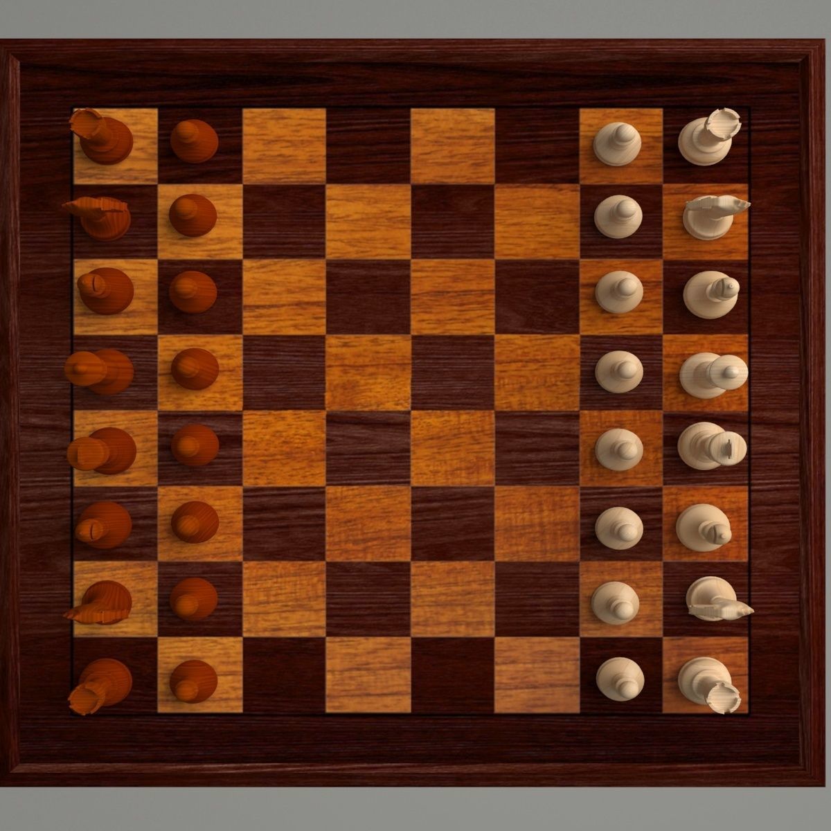 Chess Set board with pieces 3D model_3