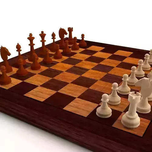 Chess Set board with pieces 3D model