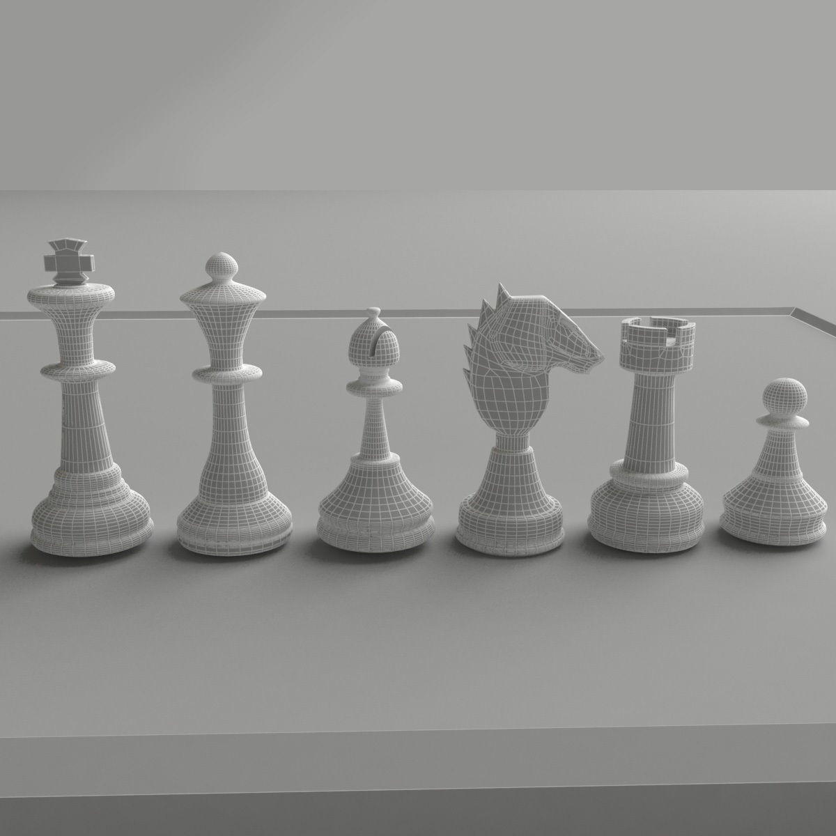 Chess Set board with pieces 3D model_6