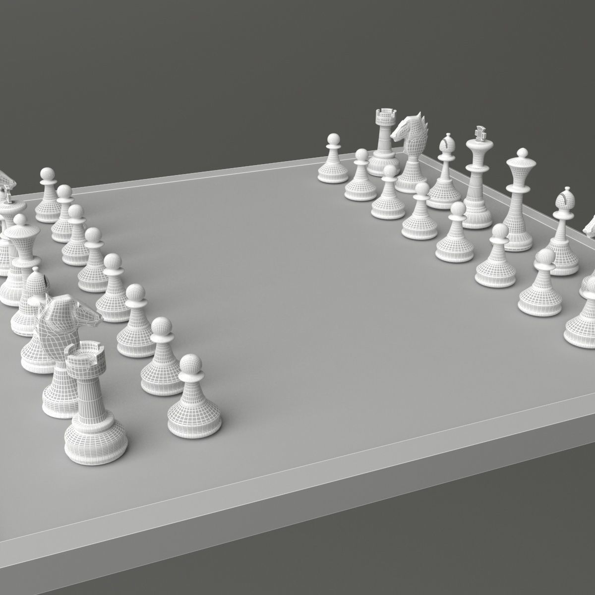 Chess Set board with pieces 3D model_5