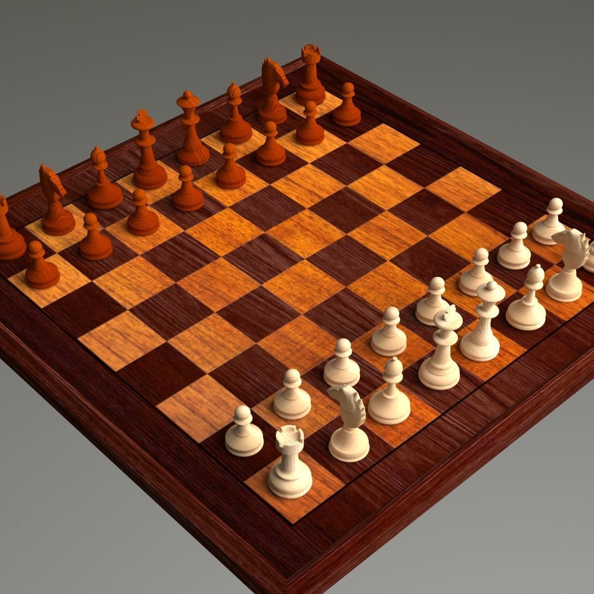 Chess Set board with pieces 3D model_2