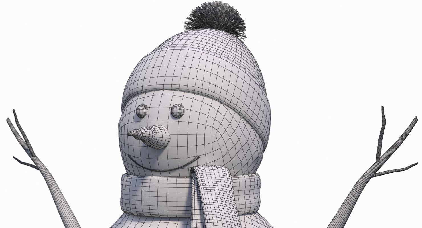 Snow Man Figurine 3D model_12