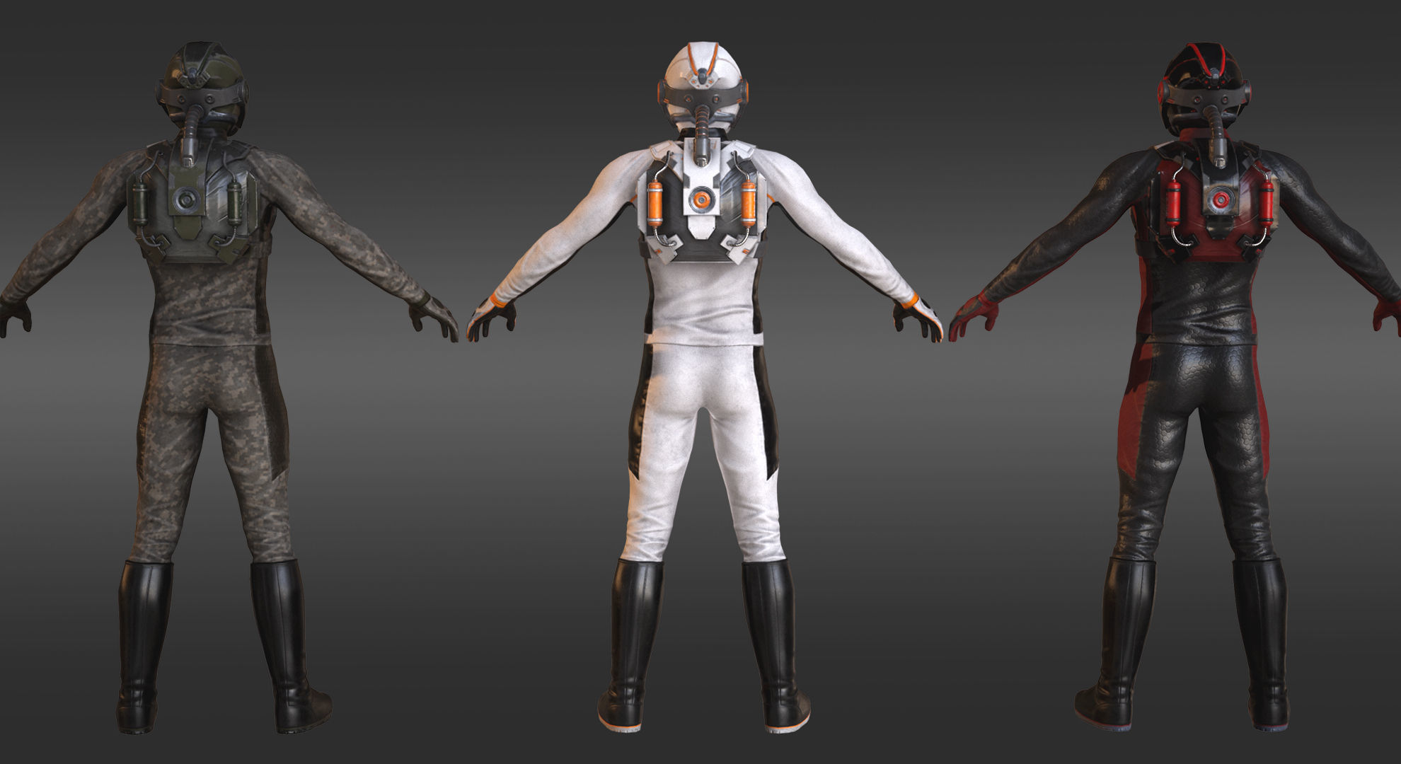 MX01 Sci-Fi Suit Male Low-poly 3D model_5