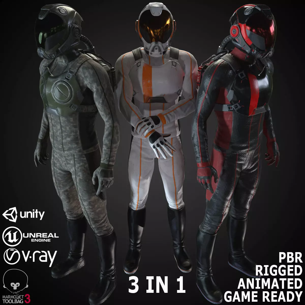 MX01 Sci-Fi Suit Male Low-poly 3D model_0