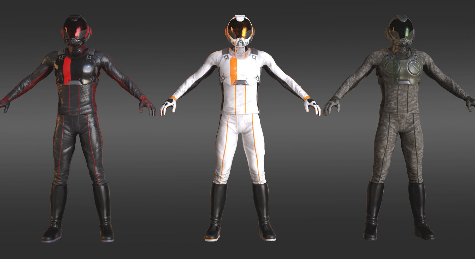 MX01 Sci-Fi Suit Male Low-poly 3D model_4