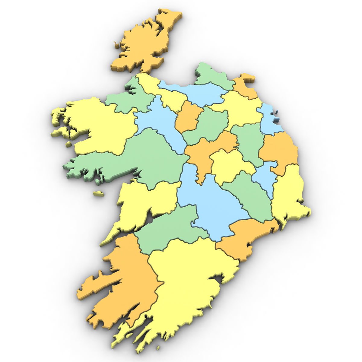 3d Political Map of Ireland 3D model_1