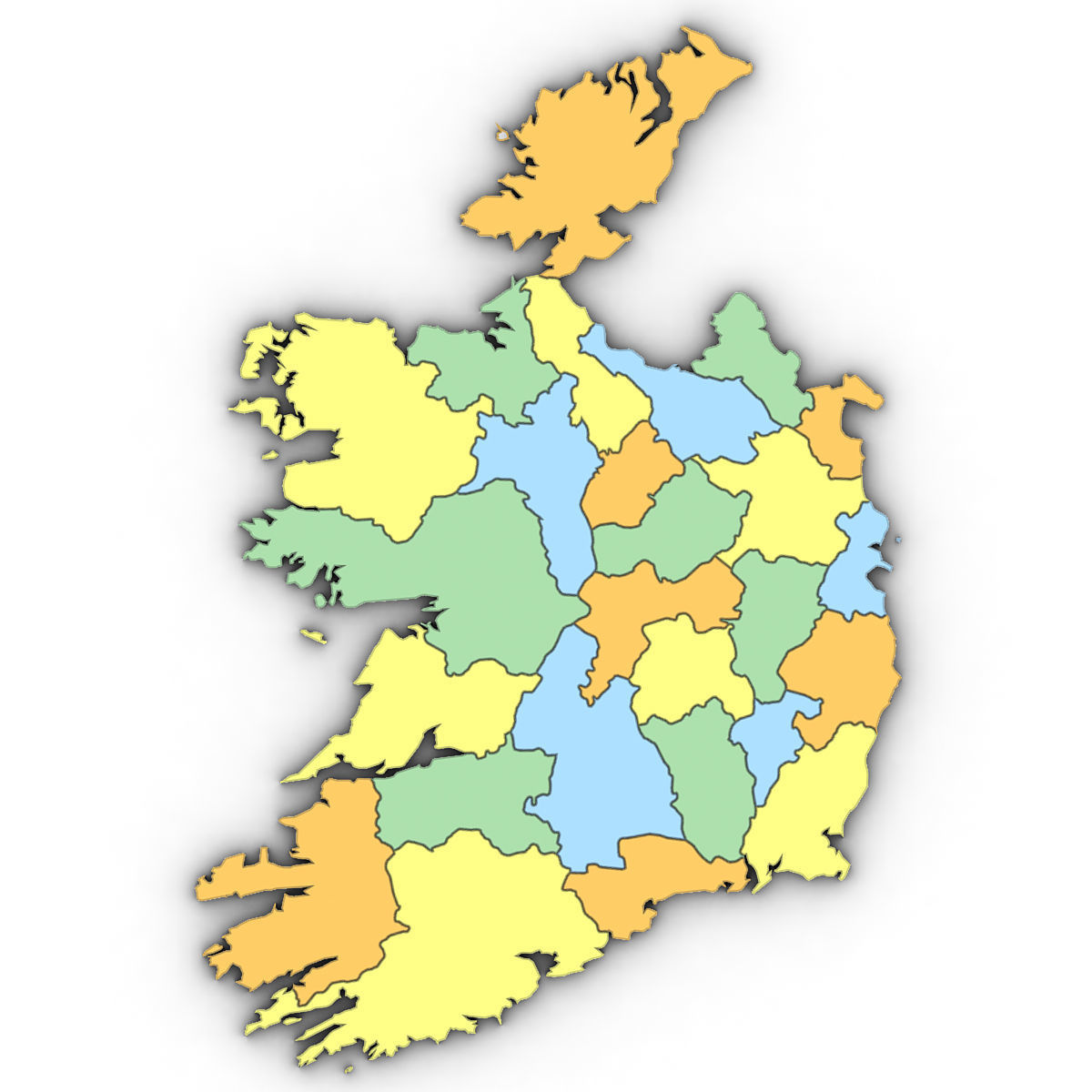 3d Political Map of Ireland 3D model_5