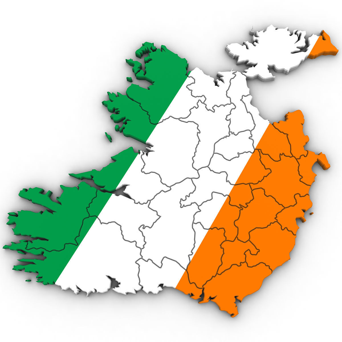 3d Political Map of Ireland 3D model_2