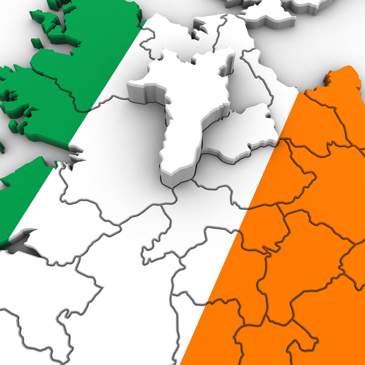 3d Political Map of Ireland 3D model_6