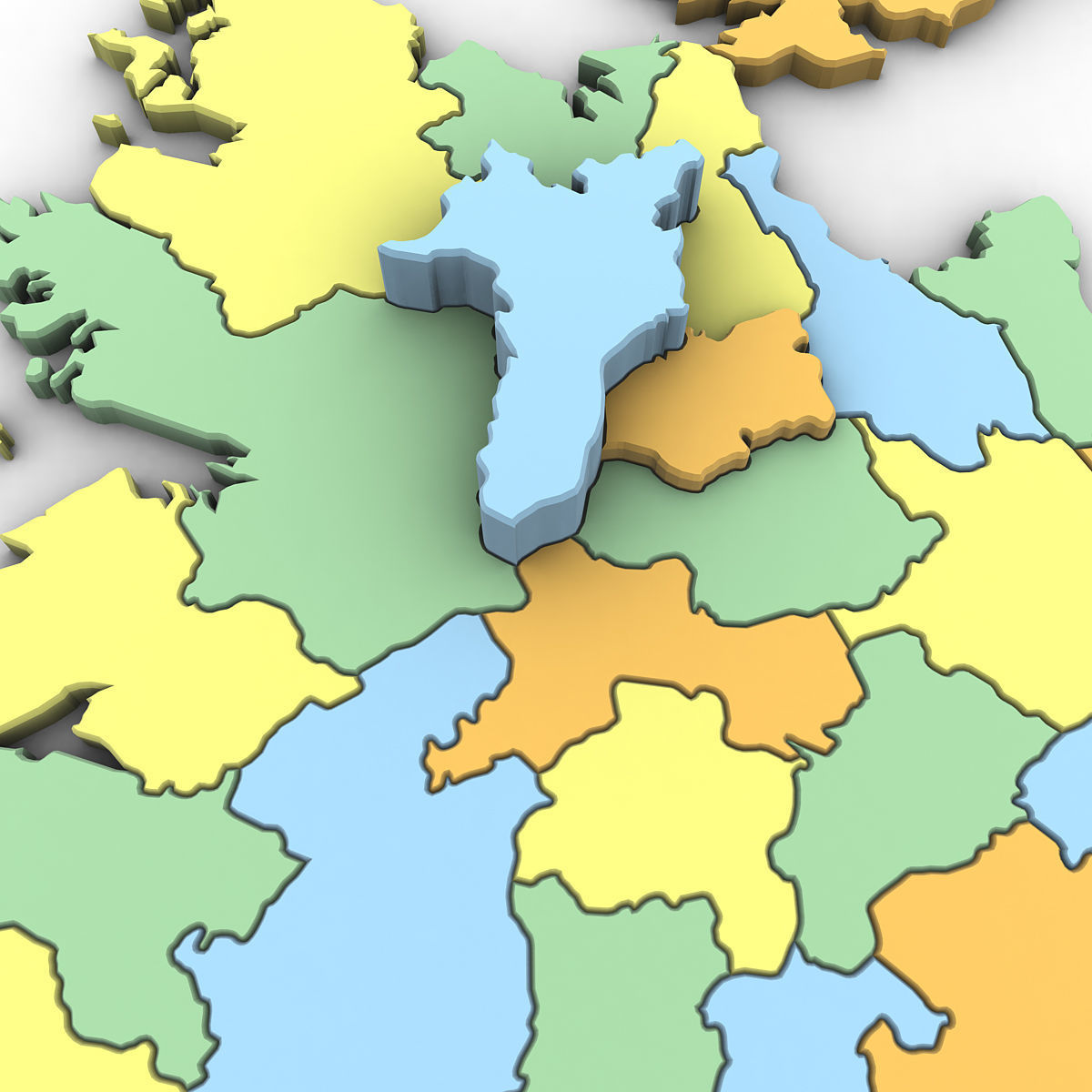 3d Political Map of Ireland 3D model_7