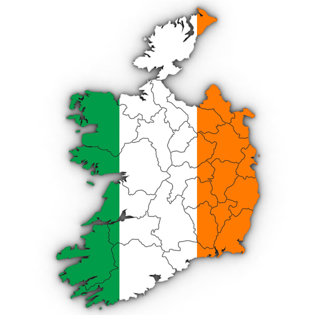 3d Political Map of Ireland 3D model_4