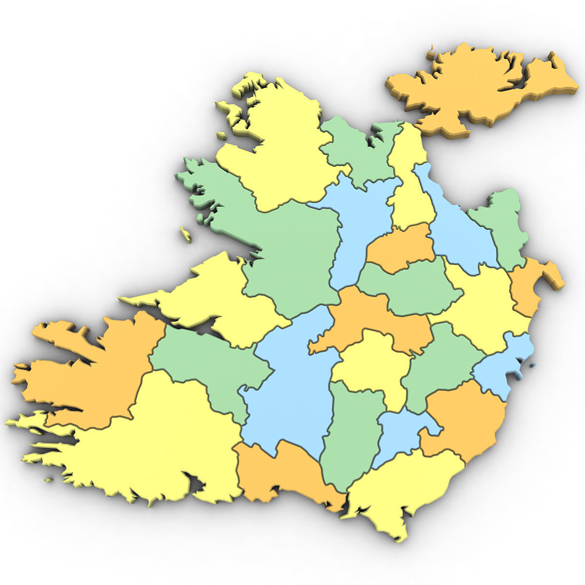 3d Political Map of Ireland 3D model_3
