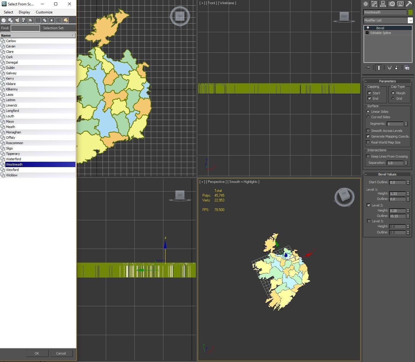3d Political Map of Ireland 3D model_8