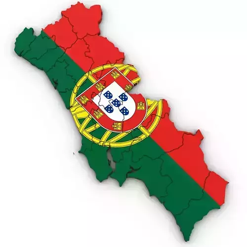 3d Political Map of Portugal