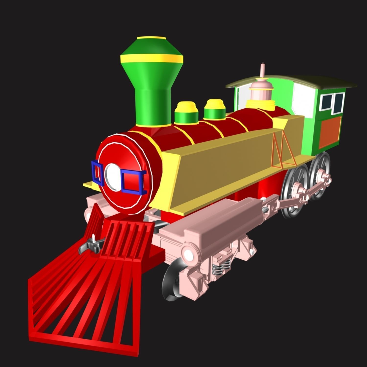 Toy Train Engine 02 3D model_2