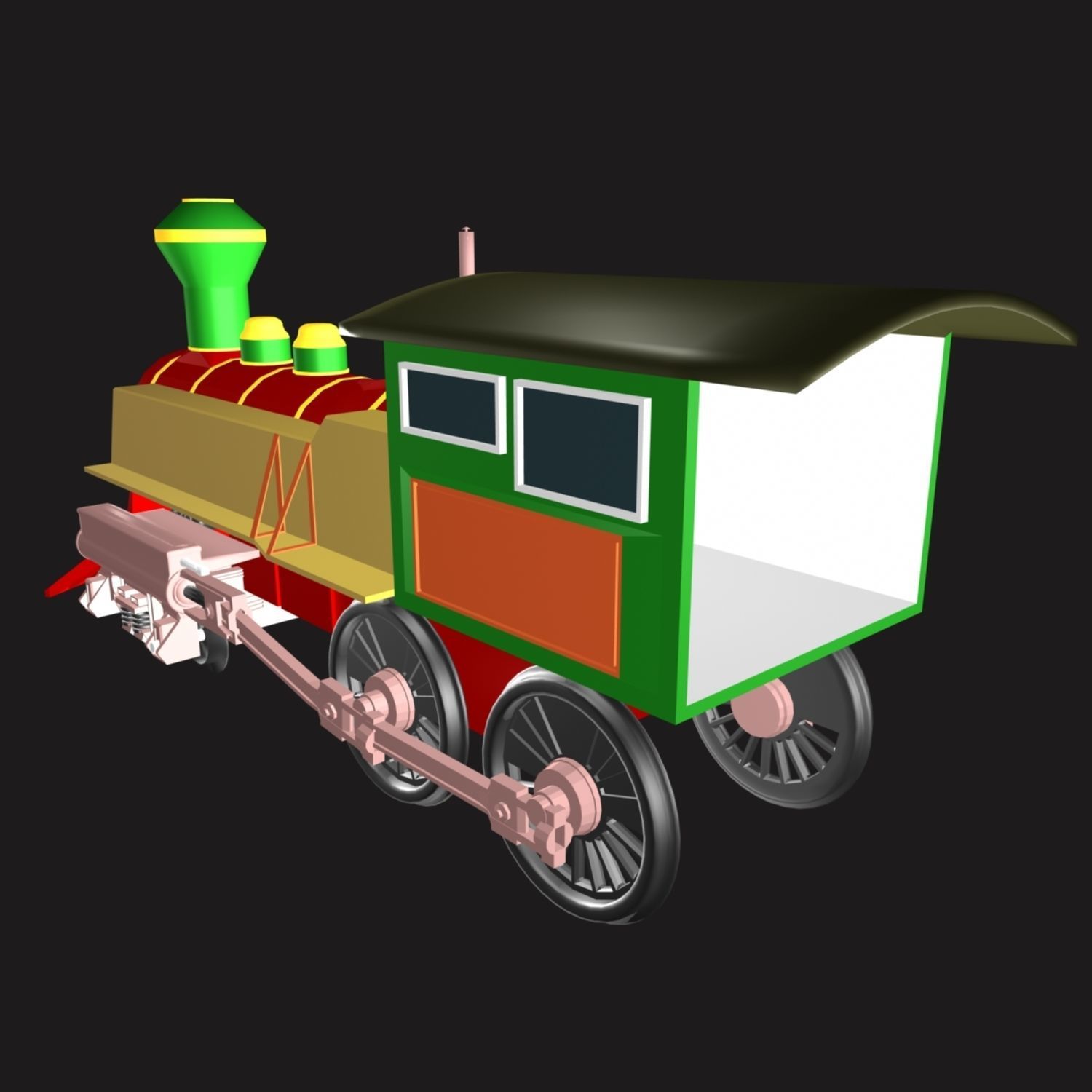 Toy Train Engine 02 3D model_9