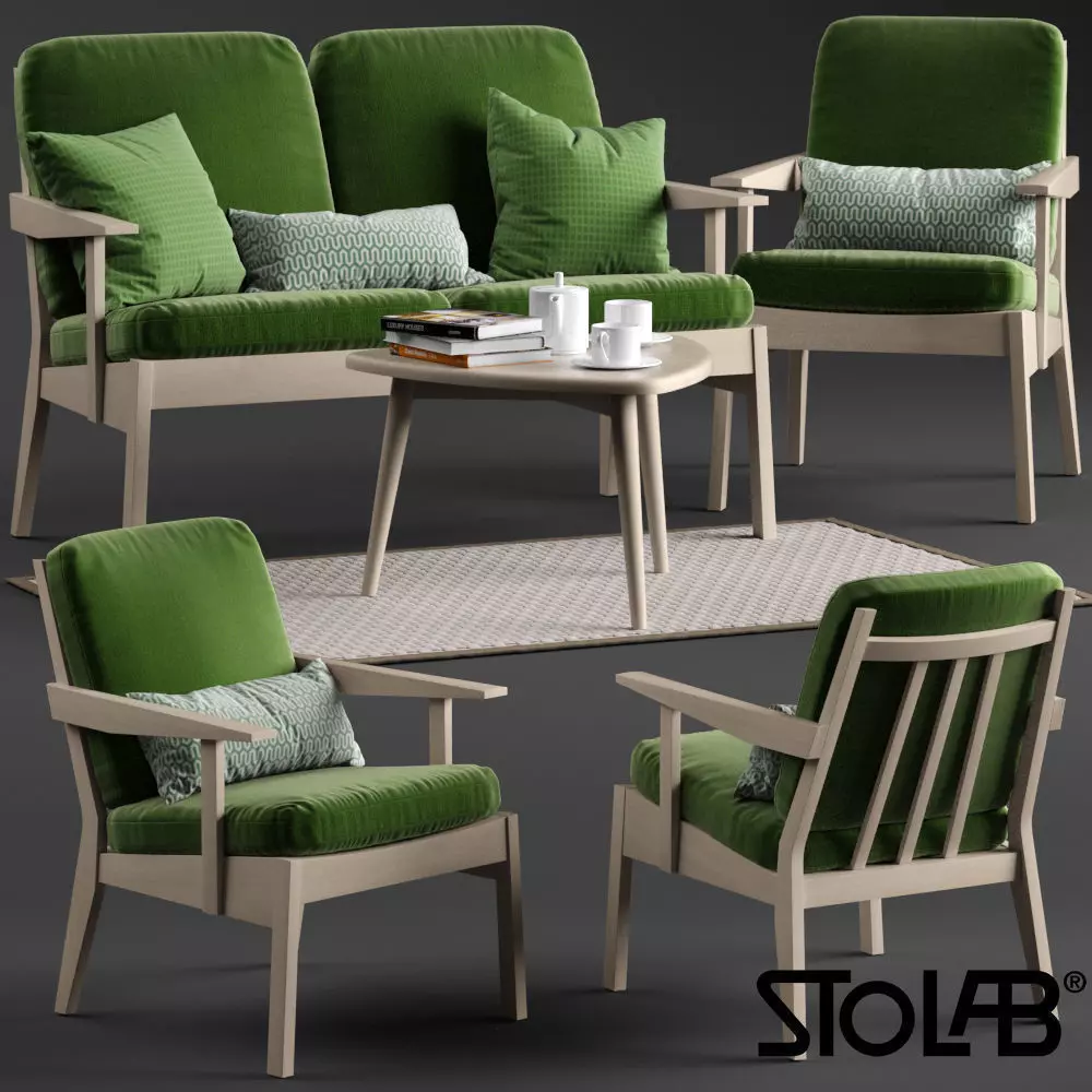 Stolab Oxford chair and sofa 3D model