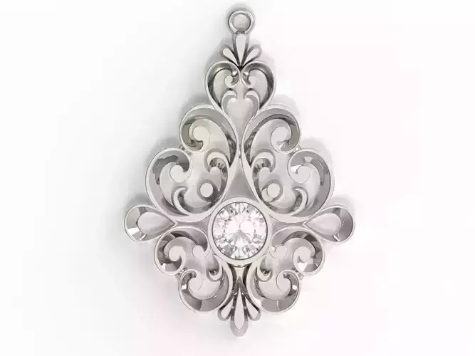 NN012 ornate pendant with diamond in center