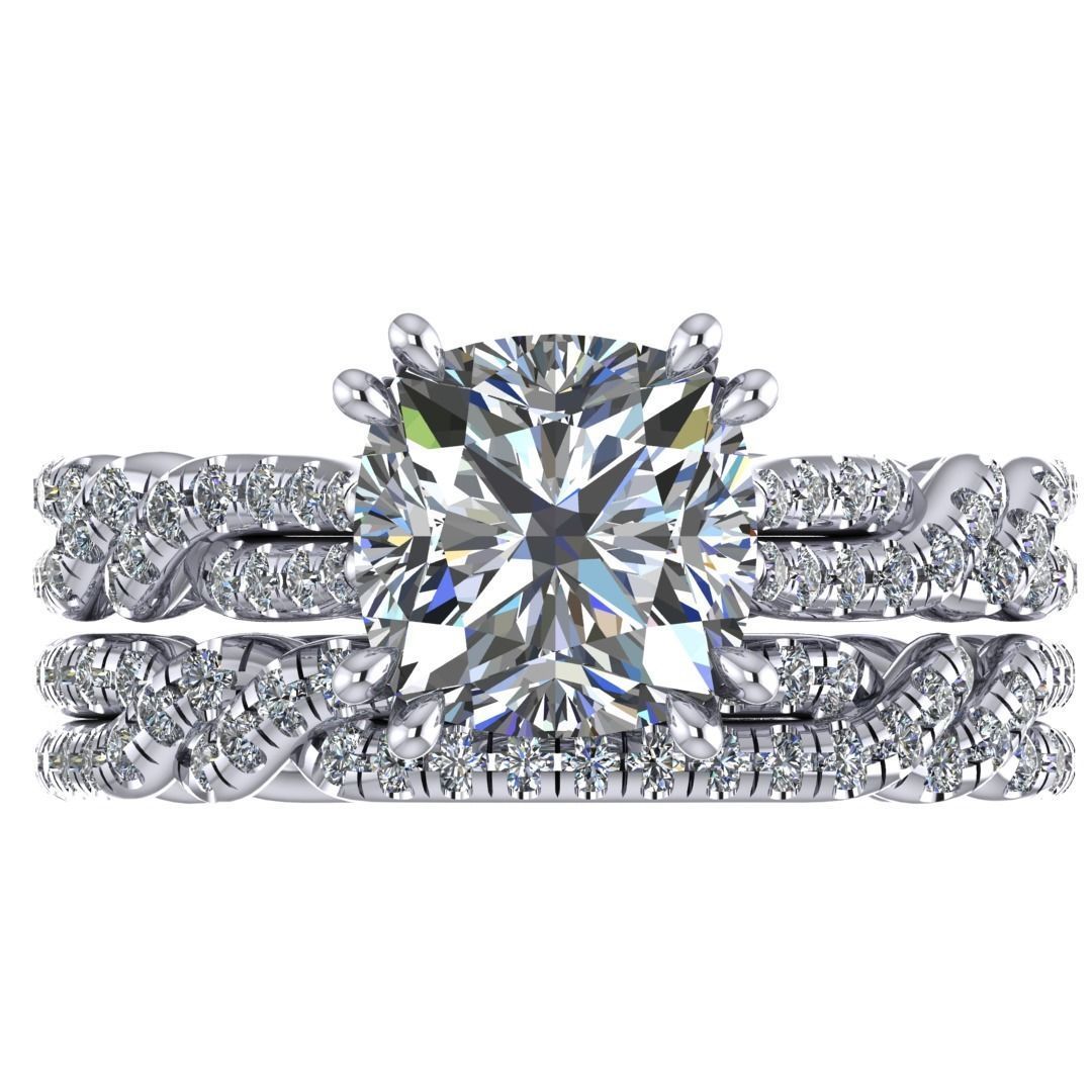 NN011 engagement ring set with diamonds 3D print model_1