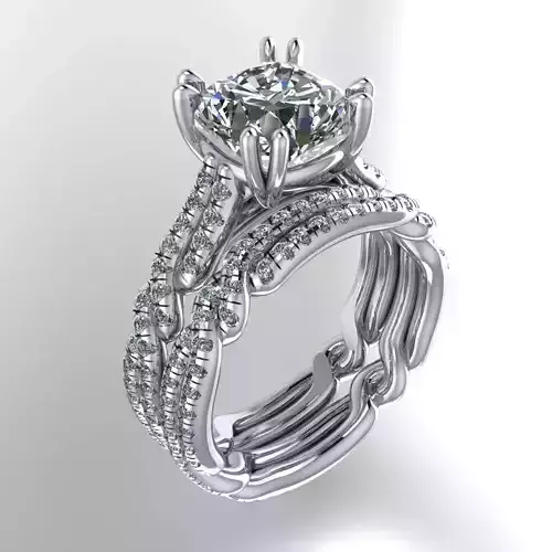 NN011 engagement ring set with diamonds