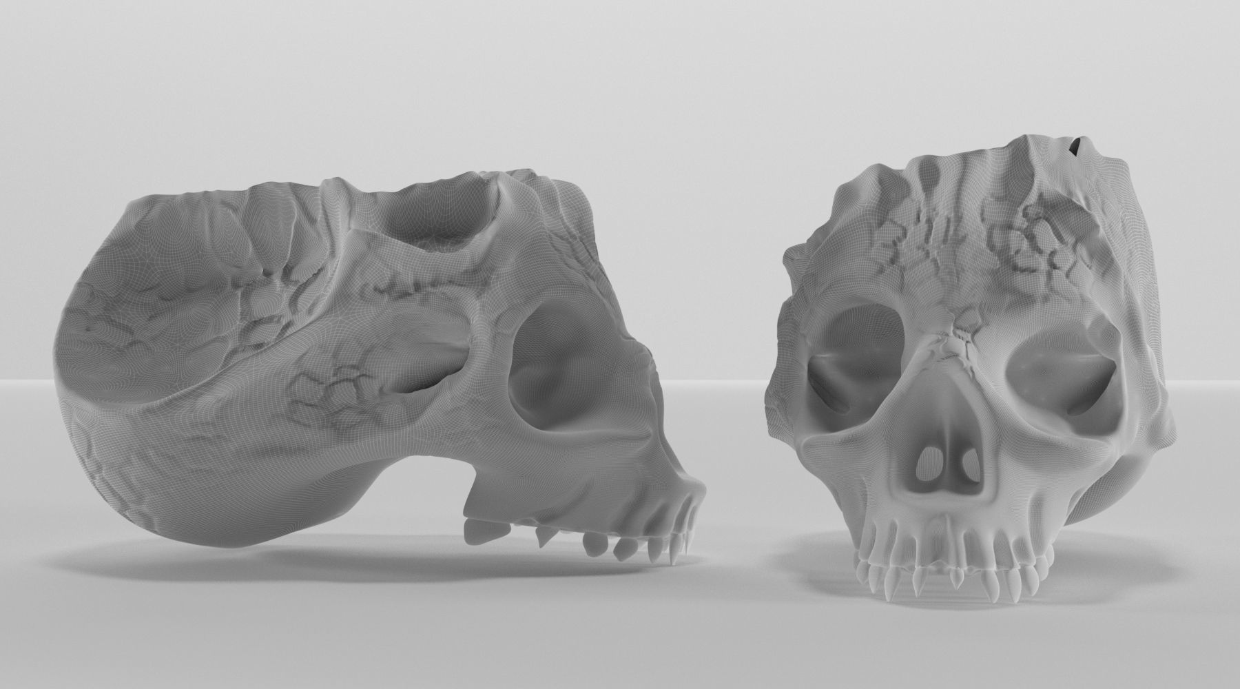 Bone skull ashtray 3D model_1