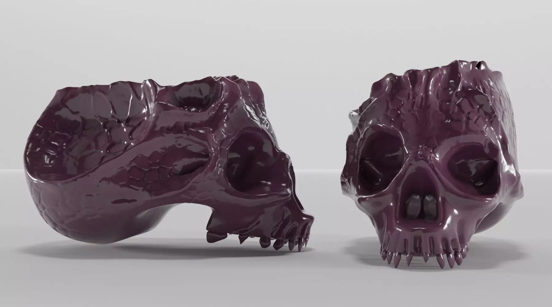 Bone skull ashtray 3D model_0