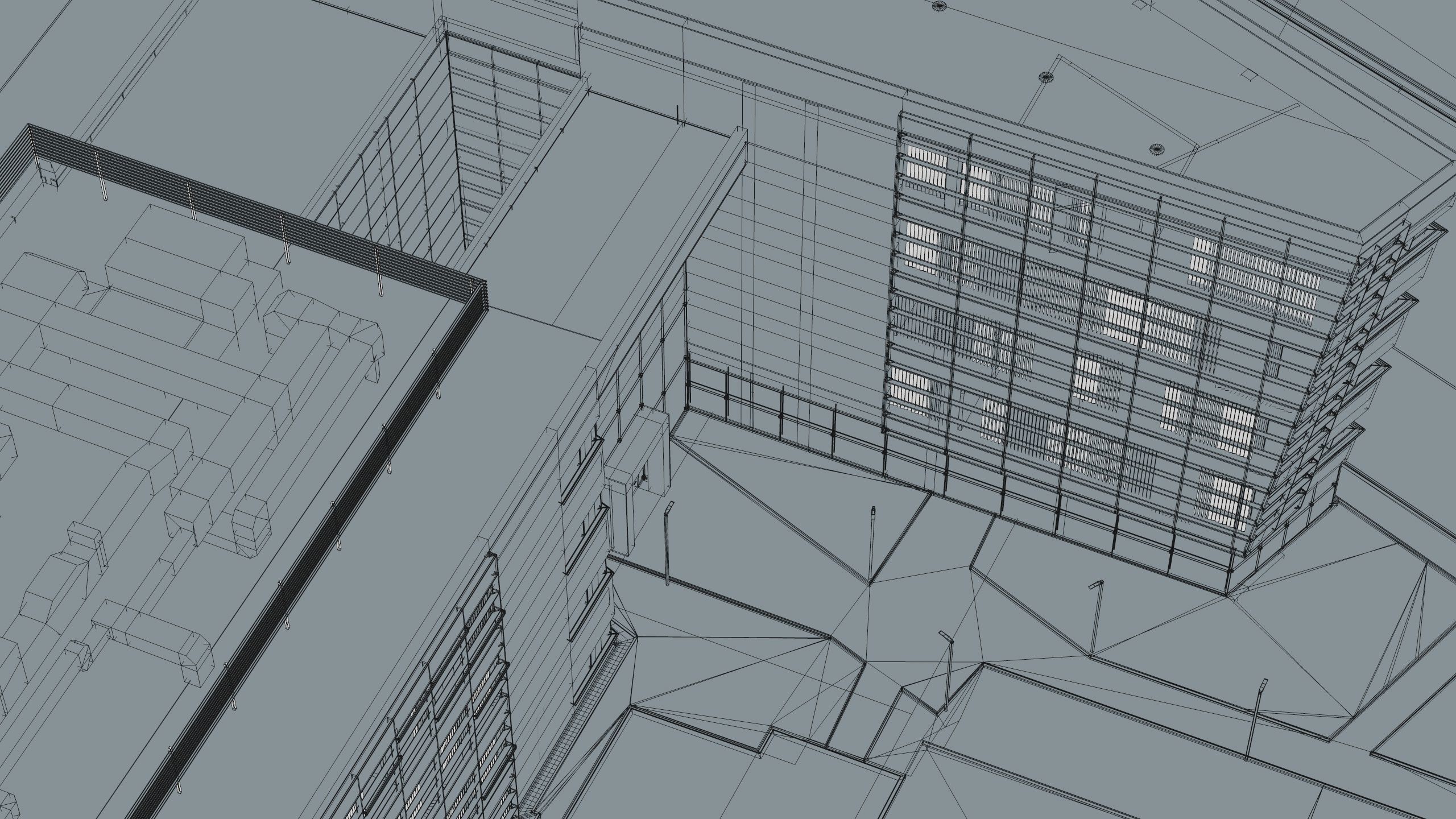 Modern Office Building with carpark Low-poly 3D model_55