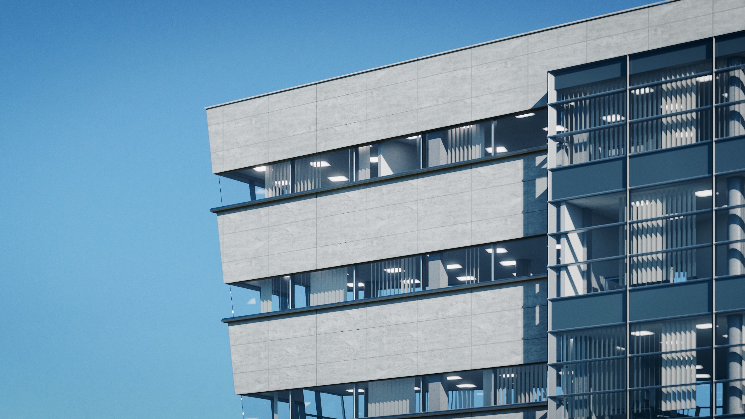 Modern Office Building with carpark Low-poly 3D model_7