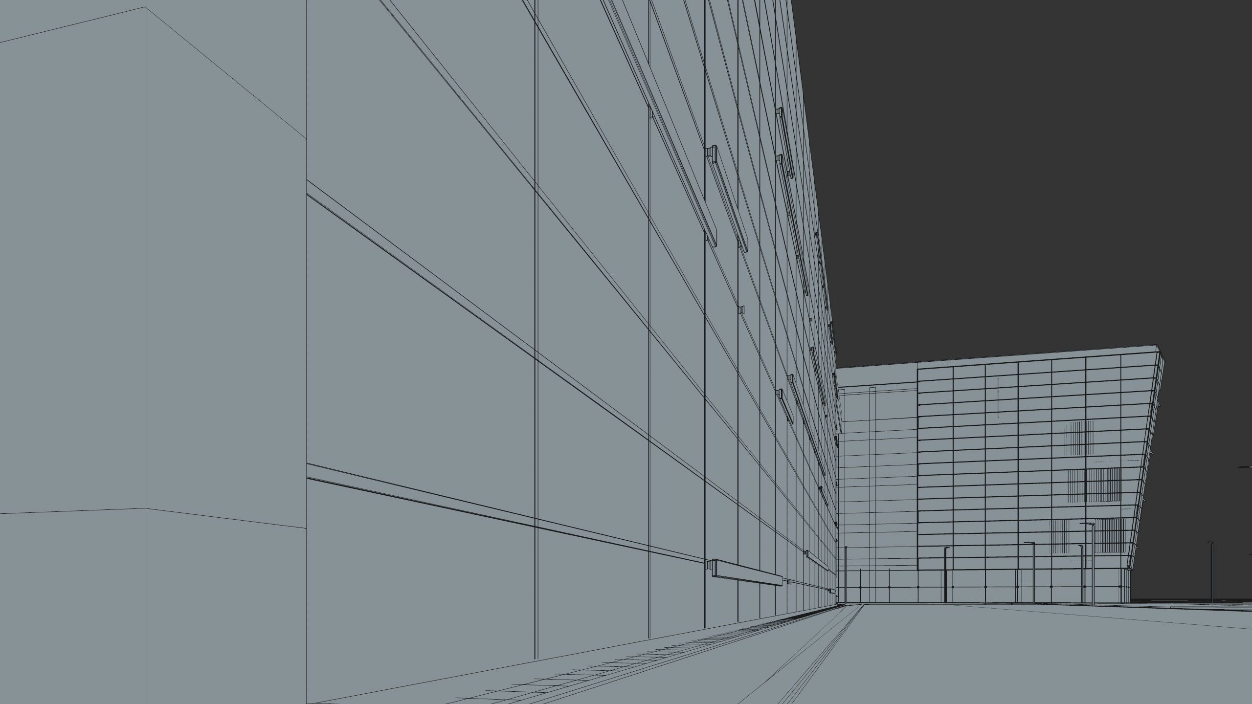 Modern Office Building with carpark Low-poly 3D model_49