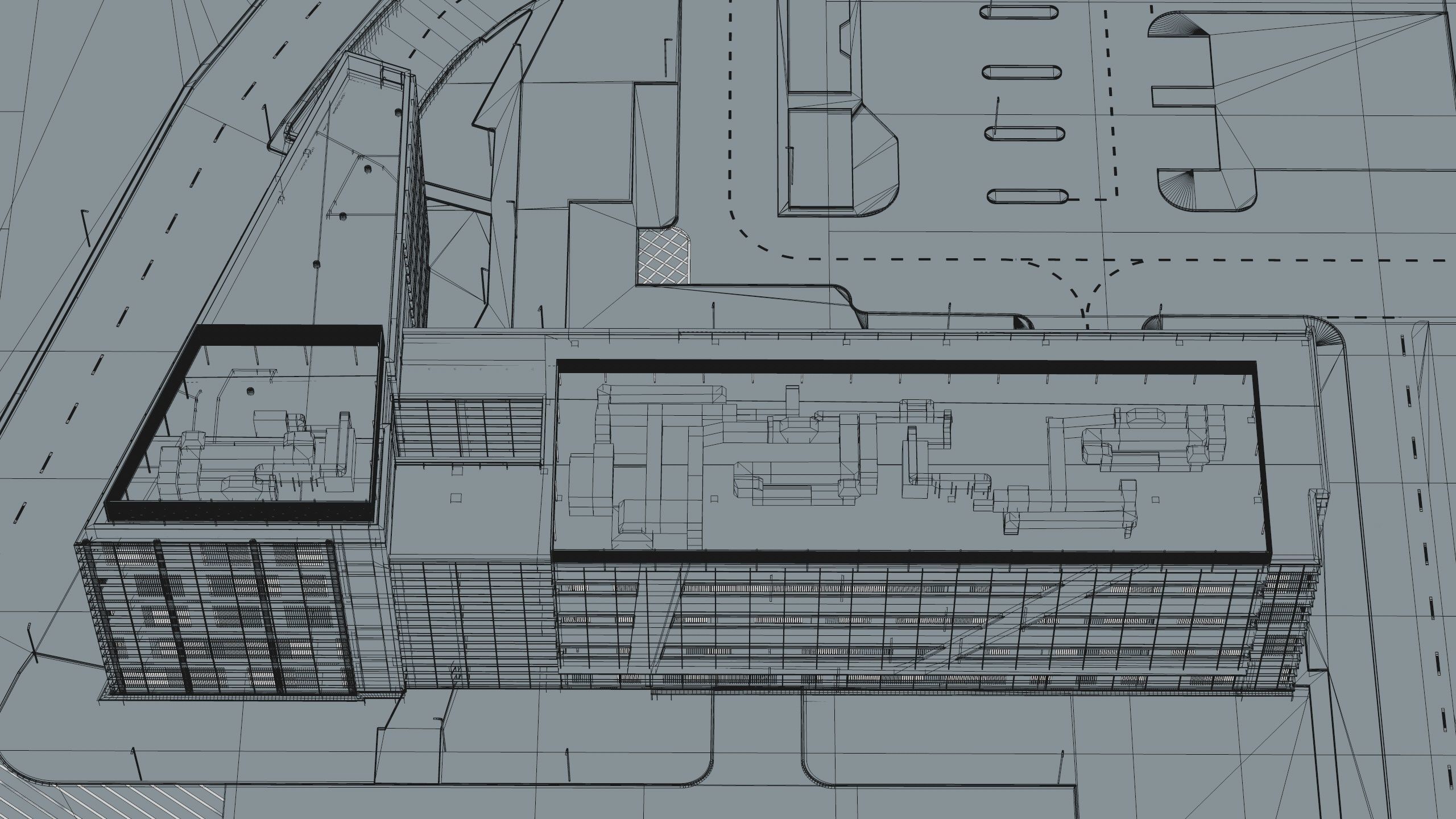 Modern Office Building with carpark Low-poly 3D model_52