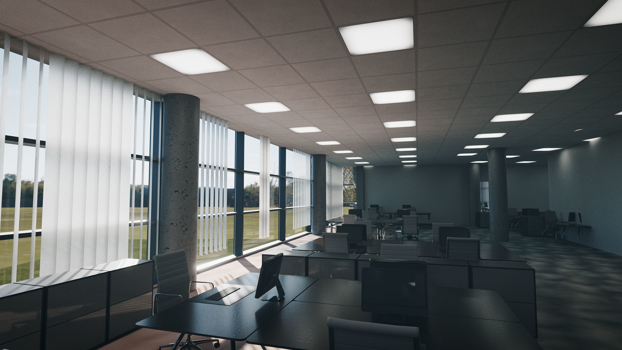 Modern Office Building with carpark Low-poly 3D model_22