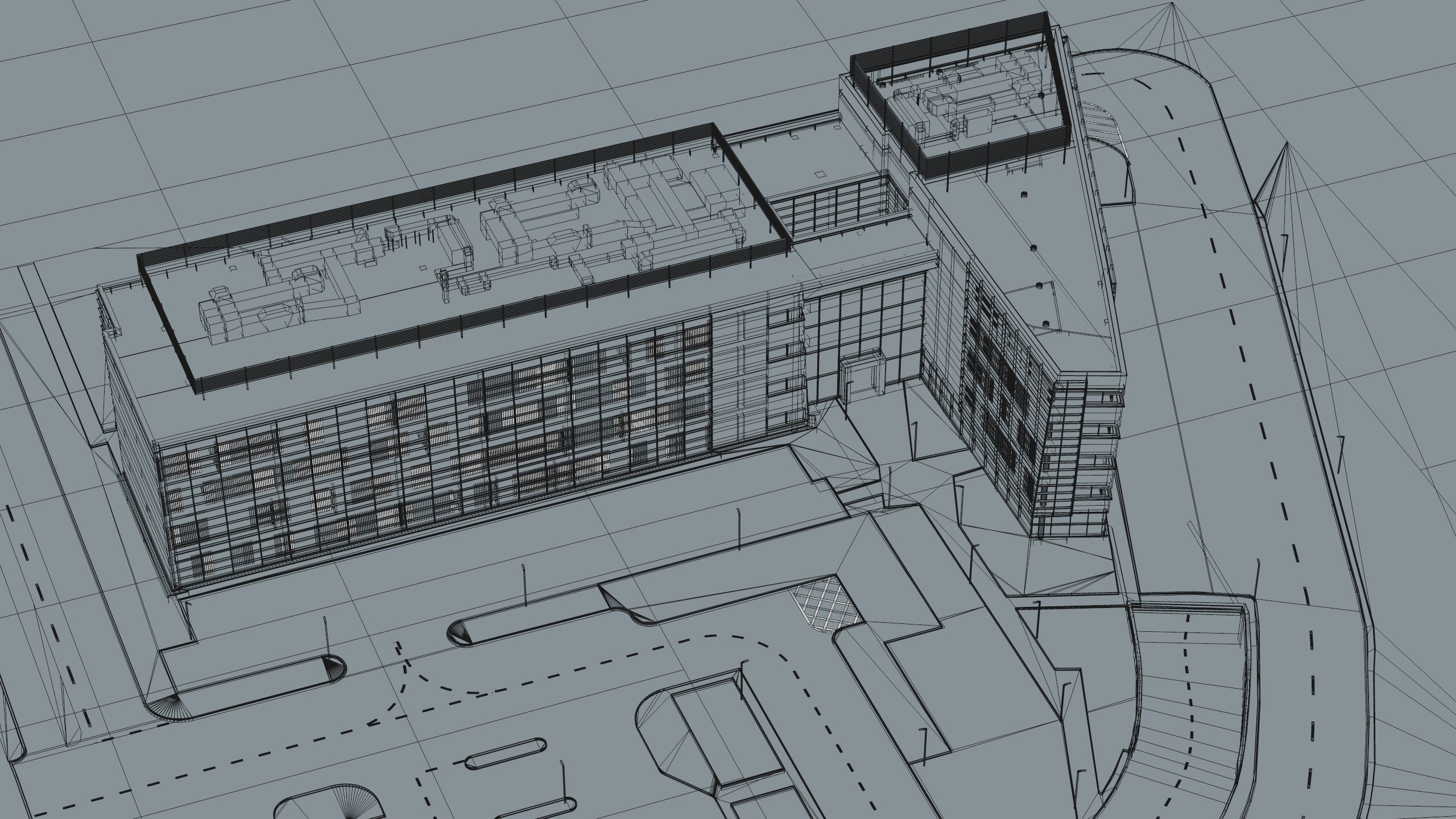 Modern Office Building with carpark Low-poly 3D model_57