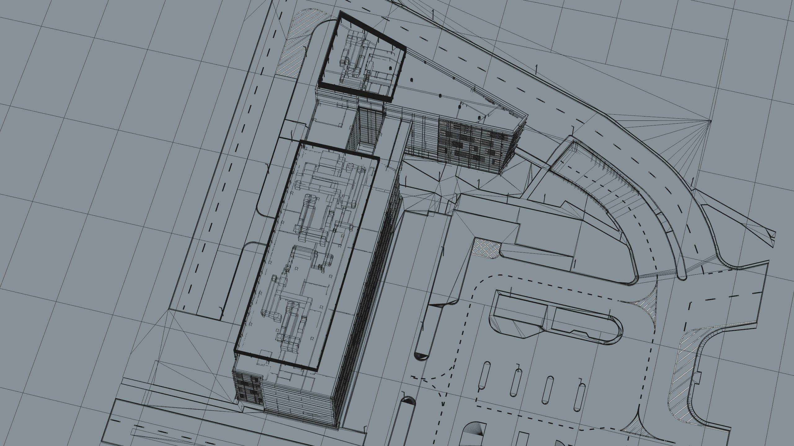 Modern Office Building with carpark Low-poly 3D model_65