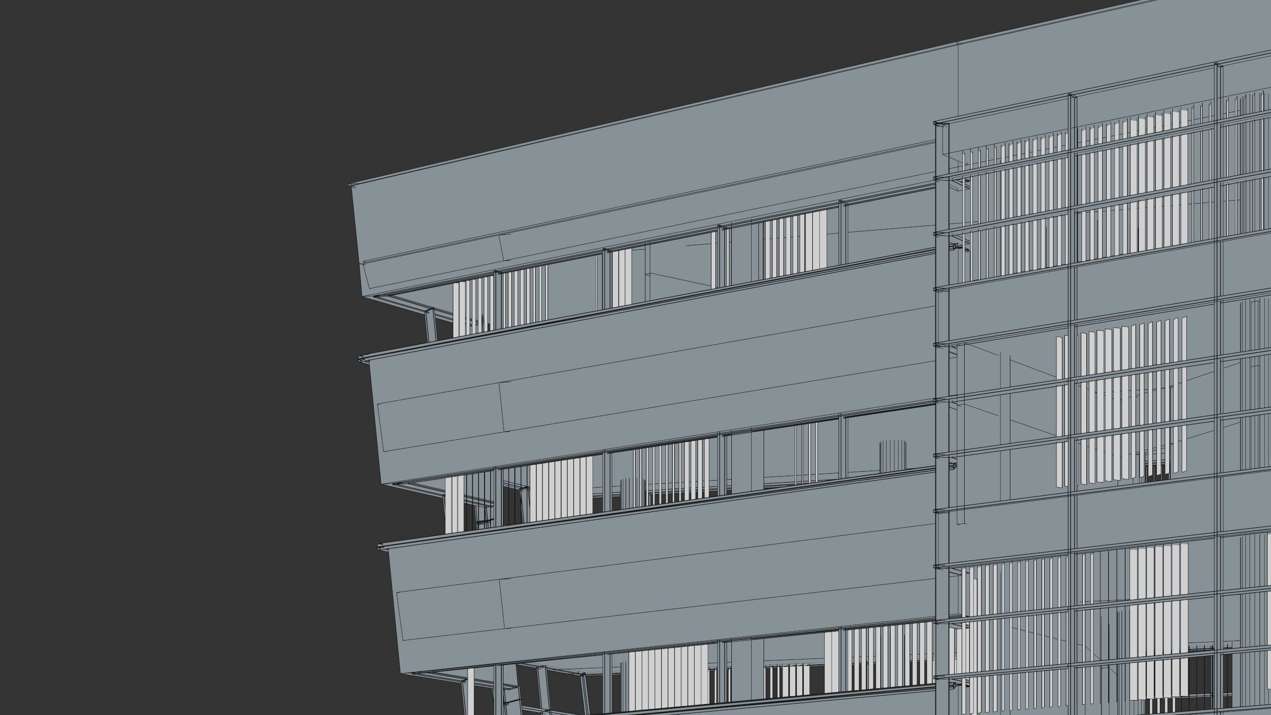 Modern Office Building with carpark Low-poly 3D model_51