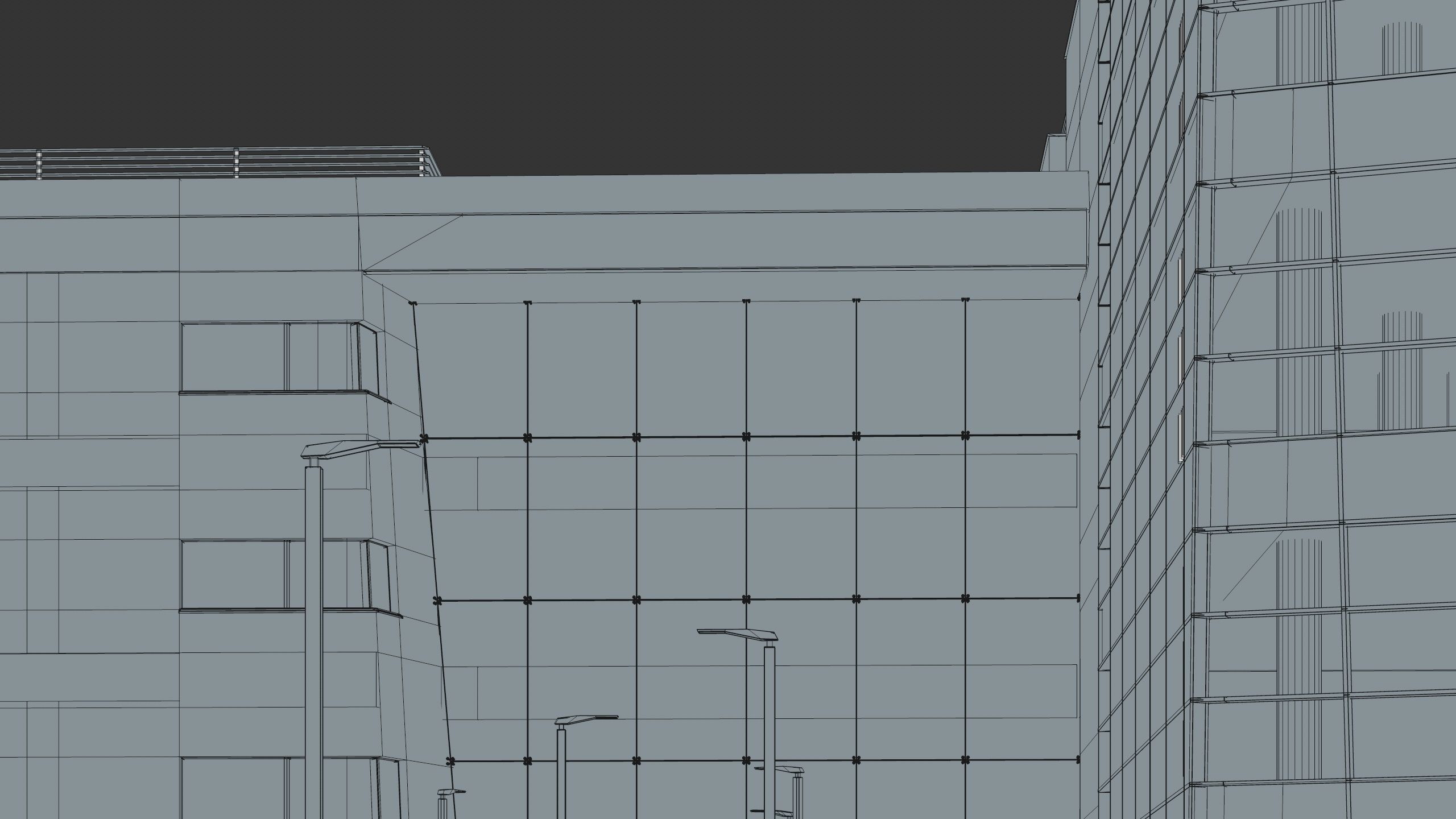 Modern Office Building with carpark Low-poly 3D model_46