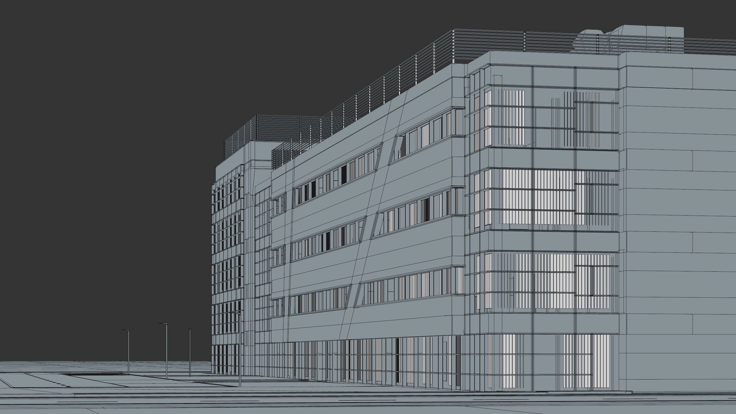 Modern Office Building with carpark Low-poly 3D model_56