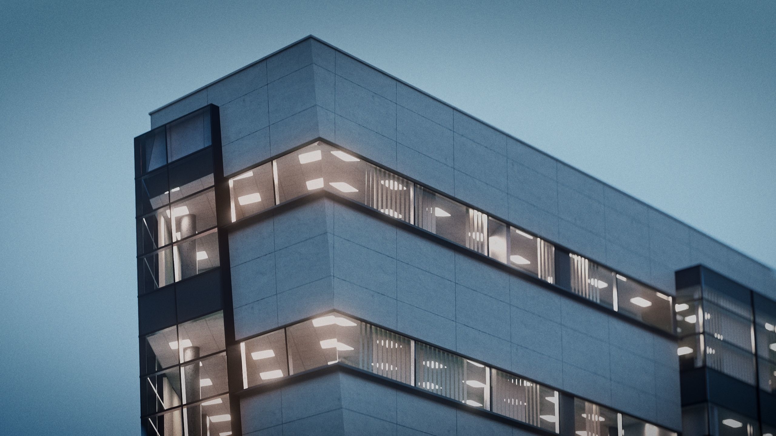 Modern Office Building with carpark Low-poly 3D model_35