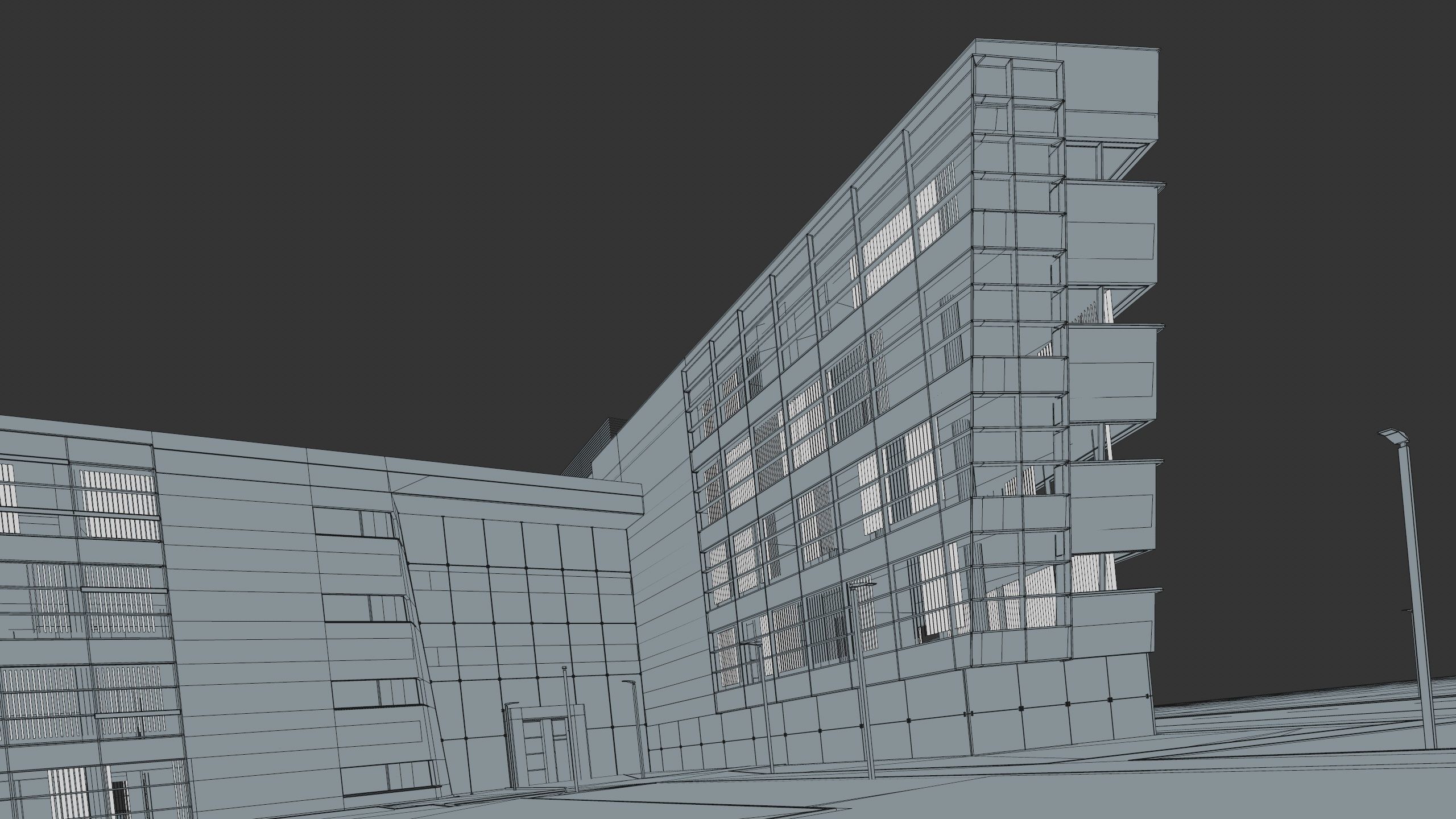 Modern Office Building with carpark Low-poly 3D model_63