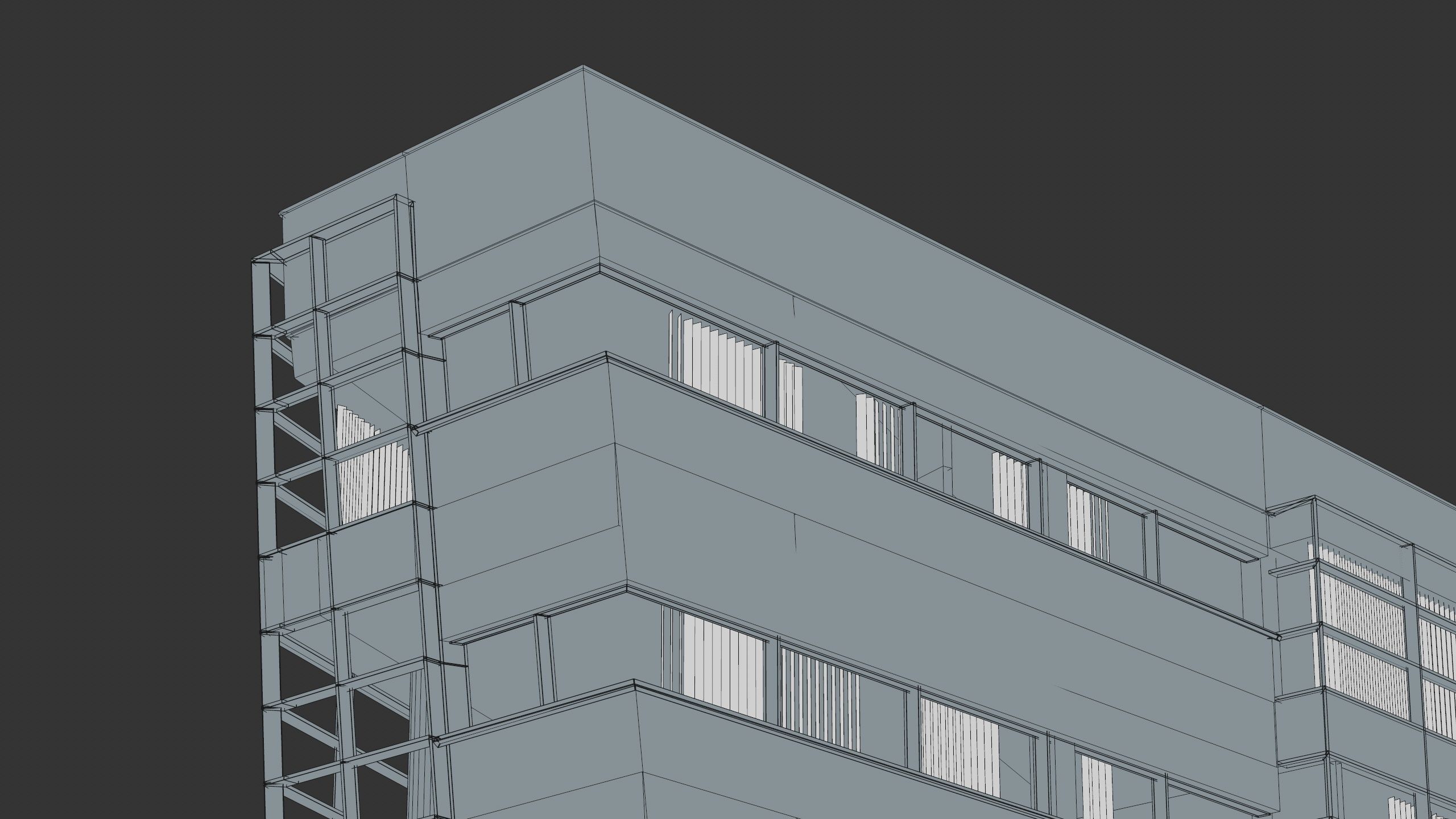 Modern Office Building with carpark Low-poly 3D model_60