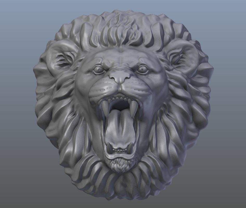 Roaring Lion head - 3D print model 3D print model_4