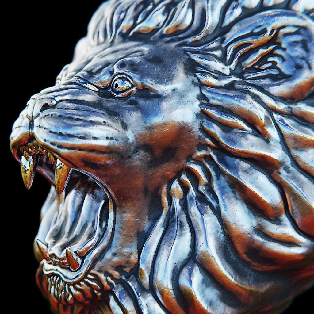 Roaring Lion head - 3D print model 3D print model_1