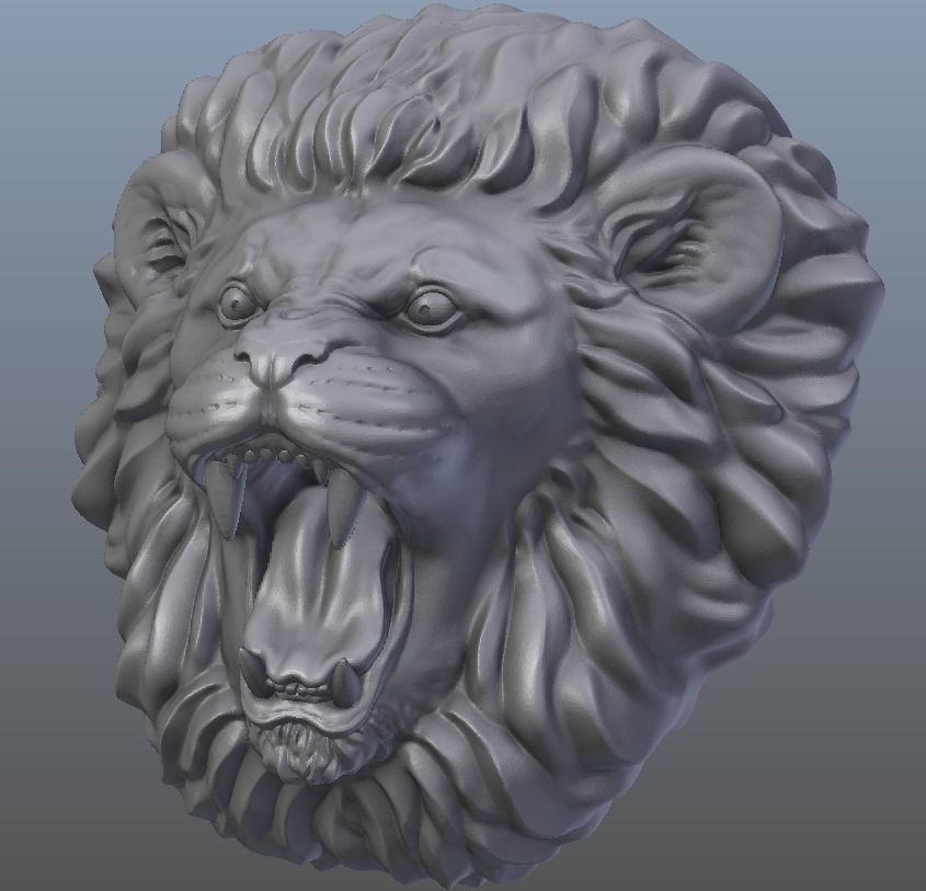 Roaring Lion head - 3D print model 3D print model_10