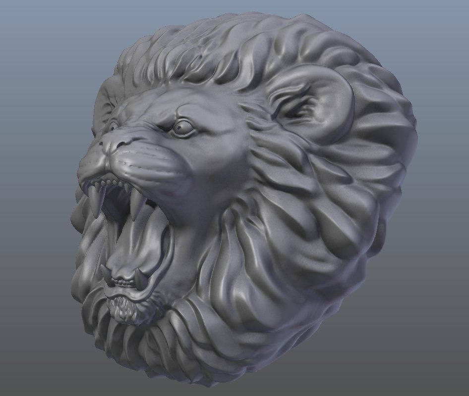 Roaring Lion head - 3D print model 3D print model_5