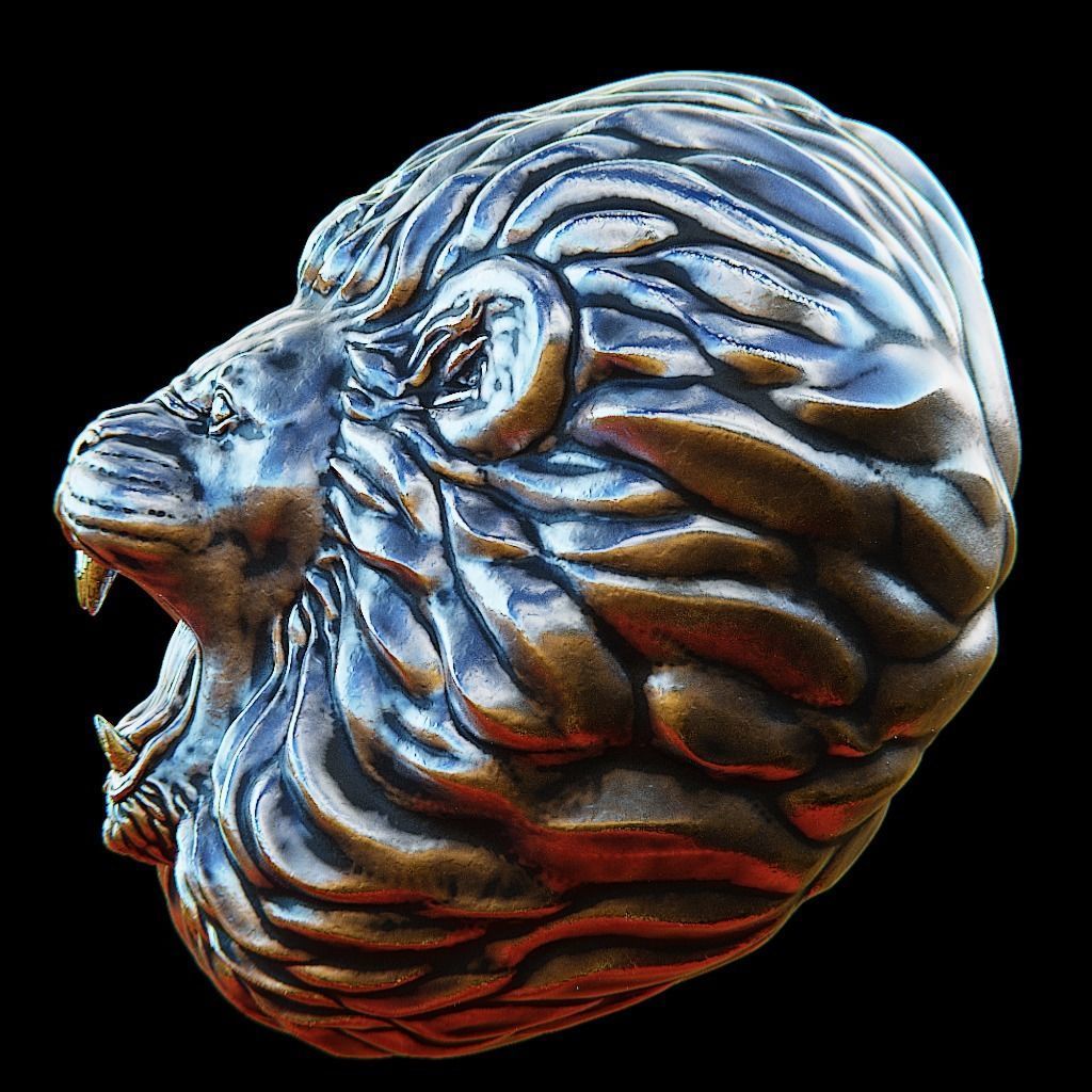 Roaring Lion head - 3D print model 3D print model_2