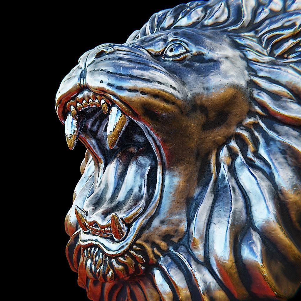 Roaring Lion head - 3D print model 3D print model_3
