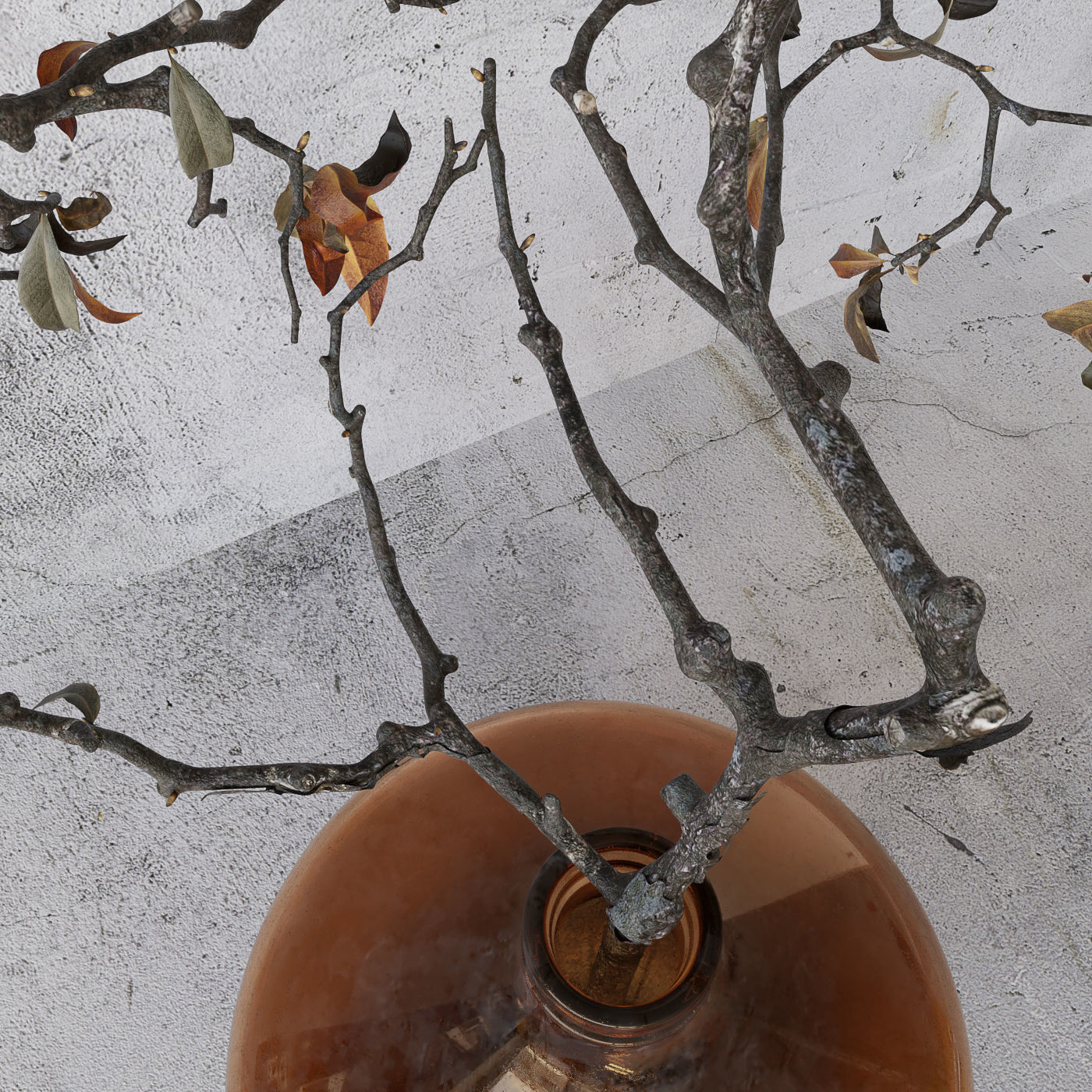 Branch in brown bottle 3D model_3