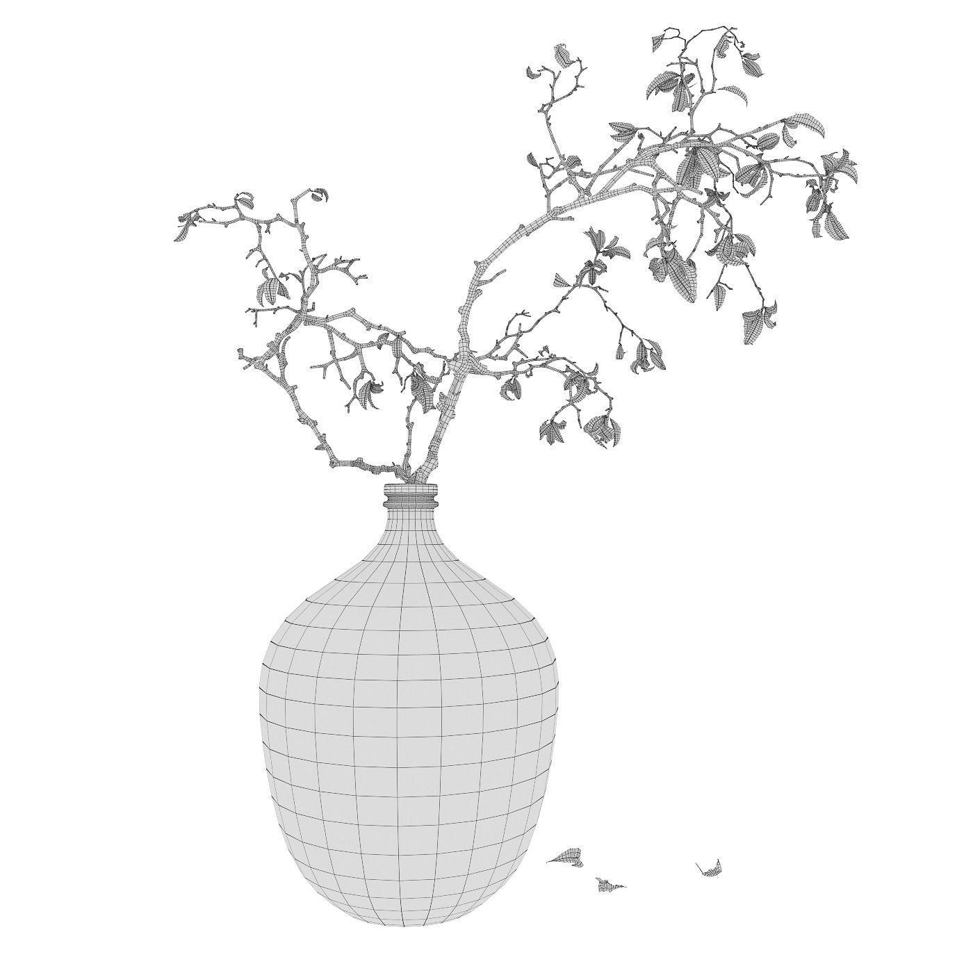 Branch in brown bottle 3D model_2