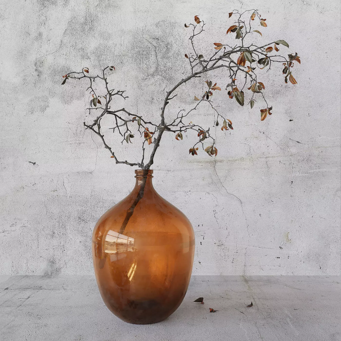 Branch in brown bottle 3D model_0