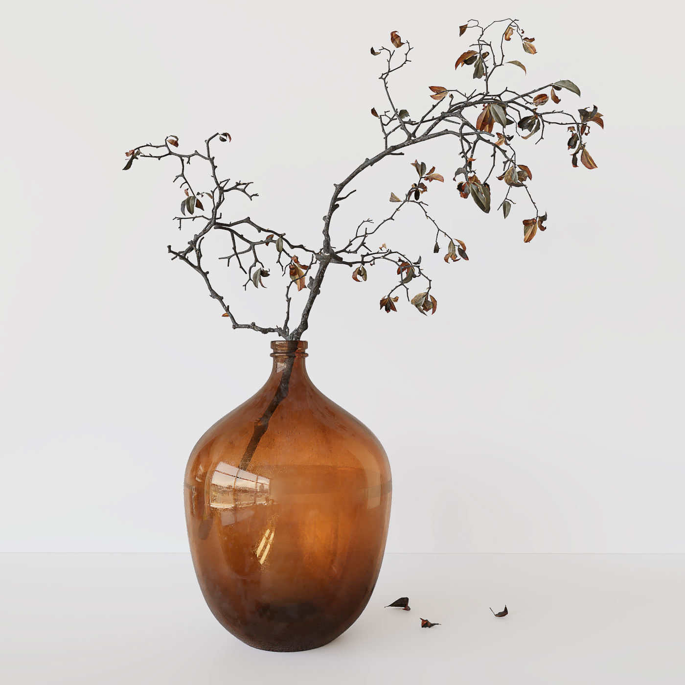 Branch in brown bottle 3D model_1