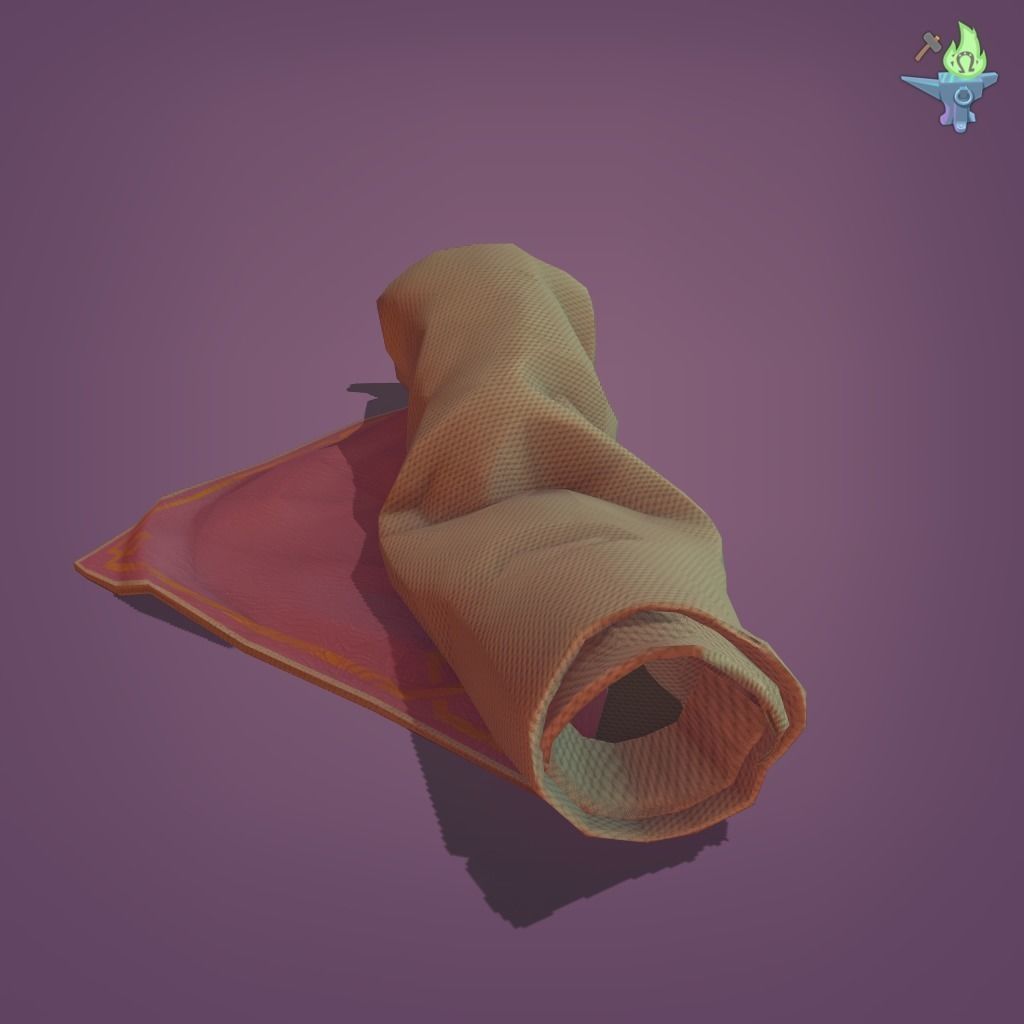 Body rolled in a carpet Low-poly 3D model_7